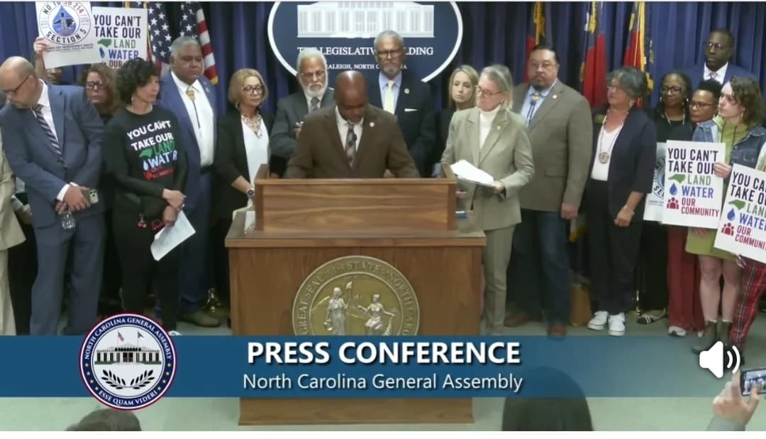 CJ Turrentine with community and public-service partners at a North Carolina General Assembly press conference